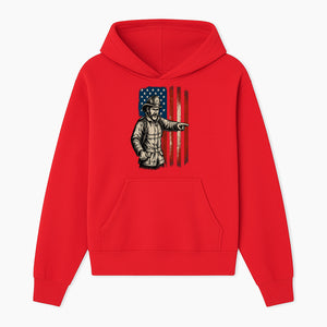 Vintage Firefighter with American Flag Graphic T-Shirt | Patriotic Fireman Apparel | Fire Rescue Lover Gift - Hoodie 1757912446381.jpg