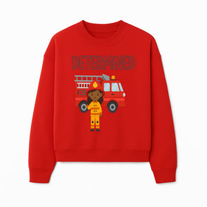 Determined Firefighter Cartoon Art Print - Kids Room Decor, Fire Truck Wall Art, Inspirational Children's Artwork - Sweatshirt 1757912446426.jpg