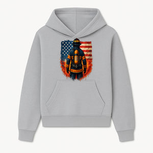 Patriotic Firefighter Artwork - American Flag Fireman Graphic Tee - Heroes Among Us T-Shirt for Firefighter Appreciation - Hoodie 1757912446474.jpg