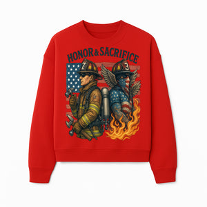 Honor & Sacrifice Firefighter Art Print - American Flag, Heroic Firemen, Bold Graphics, Firefighter Tribute Artwork - Sweatshirt 1757912446561.jpg