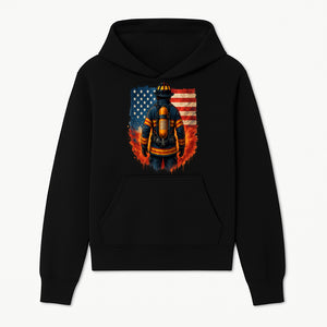 Patriotic Firefighter Artwork - American Flag Fireman Graphic Tee - Heroes Among Us T-Shirt for Firefighter Appreciation - Hoodie 1757912446647.jpg