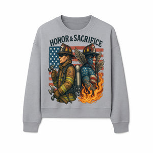 Honor & Sacrifice Firefighter Art Print - American Flag, Heroic Firemen, Bold Graphics, Firefighter Tribute Artwork - Sweatshirt 1757912446703.jpg