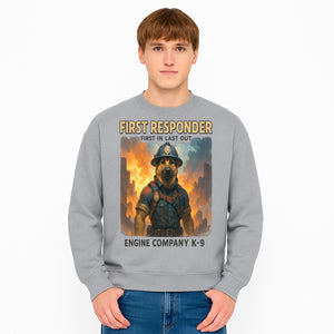 Dog Firefighter First Responder K-9 Engine Company Art Print, Unique Fireman Decor for Dog Lovers and First Responder Fans - Sweatshirt 1757912446706.jpg