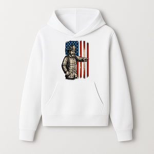 Vintage Firefighter with American Flag Graphic T-Shirt | Patriotic Fireman Apparel | Fire Rescue Lover Gift - Hoodie 1757912446707.jpg
