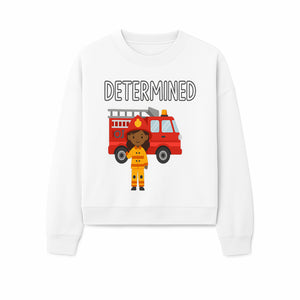 Determined Firefighter Cartoon Art Print - Kids Room Decor, Fire Truck Wall Art, Inspirational Children's Artwork - Sweatshirt 1757912446727.jpg