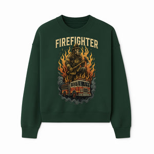 Firefighter Graphic Tee: Heroic Fireman with Axe and Fire Truck Design, Perfect for Firefighter Fans and Supporters - Sweatshirt 1757912446755.jpg