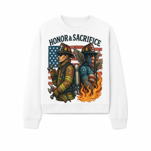 Honor & Sacrifice Firefighter Art Print - American Flag, Heroic Firemen, Bold Graphics, Firefighter Tribute Artwork - Sweatshirt 1757912446849.jpg