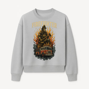 Firefighter Graphic Tee: Heroic Fireman with Axe and Fire Truck Design, Perfect for Firefighter Fans and Supporters - Sweatshirt 1757912446891.jpg