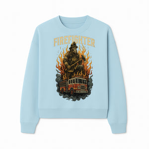 Firefighter Graphic Tee: Heroic Fireman with Axe and Fire Truck Design, Perfect for Firefighter Fans and Supporters - Sweatshirt 1757912447042.jpg