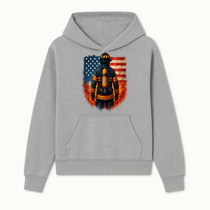 Patriotic Firefighter Artwork - American Flag Fireman Graphic Tee - Heroes Among Us T-Shirt for Firefighter Appreciation - Hoodie 1757912447126.jpg
