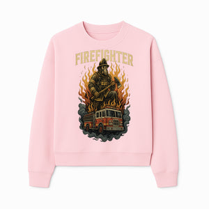Firefighter Graphic Tee: Heroic Fireman with Axe and Fire Truck Design, Perfect for Firefighter Fans and Supporters - Sweatshirt 1757912447178.jpg