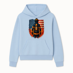 Patriotic Firefighter Artwork - American Flag Fireman Graphic Tee - Heroes Among Us T-Shirt for Firefighter Appreciation - Hoodie 1757912447314.jpg