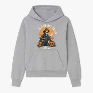Flame October Crew Graphic Tee - Halloween Firefighter Design with Pumpkins and Ghost Mask for Spooky Season Fun - Hoodie 1757912447337.jpg