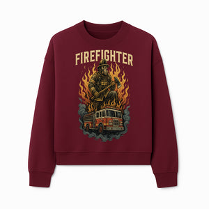 Firefighter Graphic Tee: Heroic Fireman with Axe and Fire Truck Design, Perfect for Firefighter Fans and Supporters - Sweatshirt 1757912447351.jpg