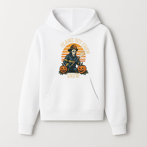 Flame October Crew Graphic Tee - Halloween Firefighter Design with Pumpkins and Ghost Mask for Spooky Season Fun - Hoodie 1757912447507.jpg