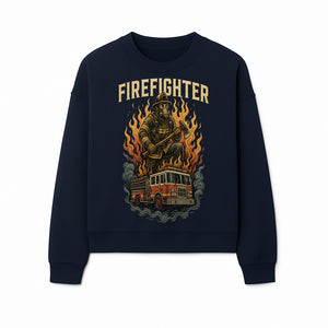 Firefighter Graphic Tee: Heroic Fireman with Axe and Fire Truck Design, Perfect for Firefighter Fans and Supporters - Sweatshirt 1757912447516.jpg