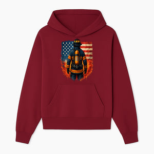 Patriotic Firefighter Artwork - American Flag Fireman Graphic Tee - Heroes Among Us T-Shirt for Firefighter Appreciation - Hoodie 1757912447661.jpg