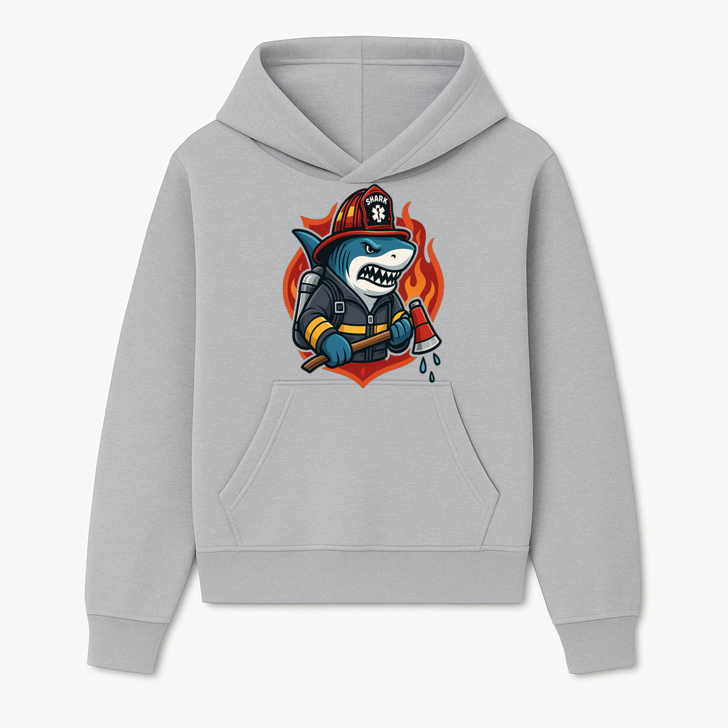 Firefighter Shark Graphic Tee - Cool Shark Fireman Design for Kids & Adults - Fun Firefighter Humor Shirt for Animal Lovers - Hoodie 1757912447667.jpg