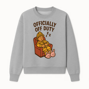 Officially Off Duty Firefighter Sleepy Design T-Shirt - Fun Relaxed Gift for Firefighters & Emergency Responders - Sweatshirt 1757912447745.jpg