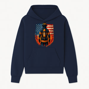Patriotic Firefighter Artwork - American Flag Fireman Graphic Tee - Heroes Among Us T-Shirt for Firefighter Appreciation - Hoodie 1757912447808.jpg