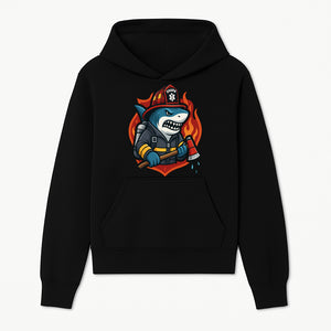 Firefighter Shark Graphic Tee - Cool Shark Fireman Design for Kids & Adults - Fun Firefighter Humor Shirt for Animal Lovers - Hoodie 1757912447835.jpg
