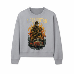 Firefighter Graphic Tee: Heroic Fireman with Axe and Fire Truck Design, Perfect for Firefighter Fans and Supporters - Sweatshirt 1757912447844.jpg