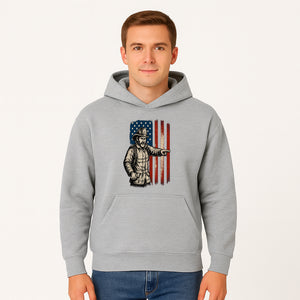 Vintage Firefighter with American Flag Graphic T-Shirt | Patriotic Fireman Apparel | Fire Rescue Lover Gift - Hoodie 1757912447868.jpg