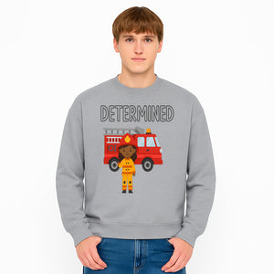 Determined Firefighter Cartoon Art Print - Kids Room Decor, Fire Truck Wall Art, Inspirational Children's Artwork - Sweatshirt 1757912447885.jpg