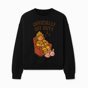 Officially Off Duty Firefighter Sleepy Design T-Shirt - Fun Relaxed Gift for Firefighters & Emergency Responders - Sweatshirt 1757912447910.jpg