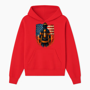 Patriotic Firefighter Artwork - American Flag Fireman Graphic Tee - Heroes Among Us T-Shirt for Firefighter Appreciation - Hoodie 1757912447960.jpg