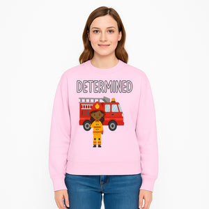Determined Firefighter Cartoon Art Print - Kids Room Decor, Fire Truck Wall Art, Inspirational Children's Artwork - Sweatshirt 1757912448013.jpg