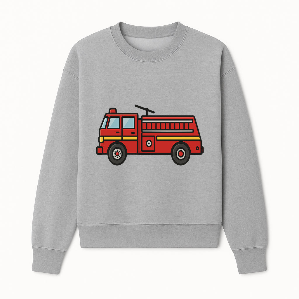 Vintage Style Red Fire Truck Graphic, Kid's Room Decor, Firefighter Theme Wall Art, Fire Truck Illustration, Children's Art Print - Sweatshirt 1757912448022.jpg