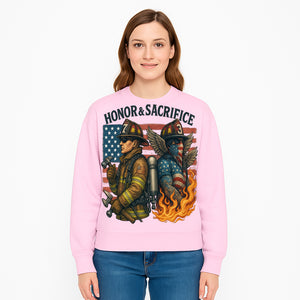 Honor & Sacrifice Firefighter Art Print - American Flag, Heroic Firemen, Bold Graphics, Firefighter Tribute Artwork - Sweatshirt 1757912448105.jpg