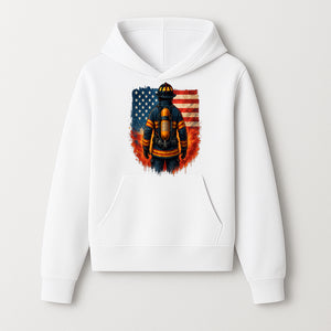 Patriotic Firefighter Artwork - American Flag Fireman Graphic Tee - Heroes Among Us T-Shirt for Firefighter Appreciation - Hoodie 1757912448231.jpg