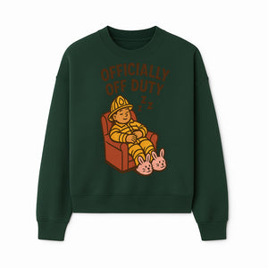 Officially Off Duty Firefighter Sleepy Design T-Shirt - Fun Relaxed Gift for Firefighters & Emergency Responders - Sweatshirt 1757912448231.jpg
