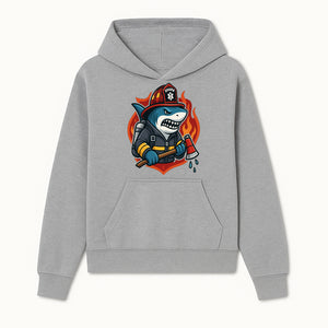Firefighter Shark Graphic Tee - Cool Shark Fireman Design for Kids & Adults - Fun Firefighter Humor Shirt for Animal Lovers - Hoodie 1757912448343.jpg