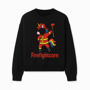 Firefightcorn Unicorn Hero T-Shirt | Cute Firefighter Graphic Tee | Rainbow Mane Casual Wear for Kids & Adults - Sweatshirt 1757912448705.jpg