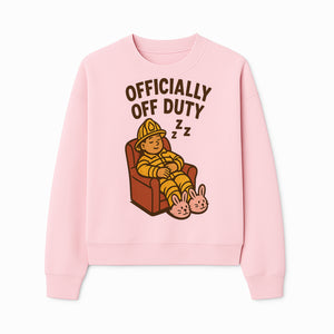 Officially Off Duty Firefighter Sleepy Design T-Shirt - Fun Relaxed Gift for Firefighters & Emergency Responders - Sweatshirt 1757912448737.jpg