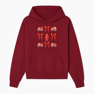 Fire Truck and Hydrant Pattern with Red Bows for Kids' Decor, Nursery Bedding, Gift Wrap, and Party Supplies. - Hoodie 1757912448782.jpg