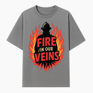 Firefighter Fire in Our Veins Graphic Tee | Flame Design | Bold Typography | Perfect Gift for Firefighters and Supporters - T-shirt 1757912448940.jpg