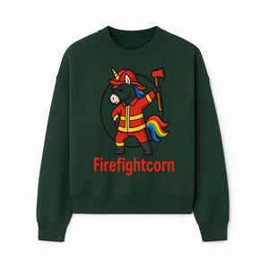 Firefightcorn Unicorn Hero T-Shirt | Cute Firefighter Graphic Tee | Rainbow Mane Casual Wear for Kids & Adults - Sweatshirt 1757912448962.jpg