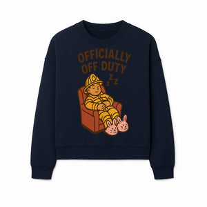 Officially Off Duty Firefighter Sleepy Design T-Shirt - Fun Relaxed Gift for Firefighters & Emergency Responders - Sweatshirt 1757912449052.jpg