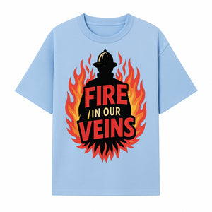 Firefighter Fire in Our Veins Graphic Tee | Flame Design | Bold Typography | Perfect Gift for Firefighters and Supporters - T-shirt 1757912449089.jpg