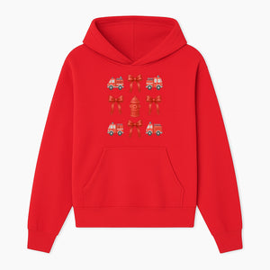 Fire Truck and Hydrant Pattern with Red Bows for Kids' Decor, Nursery Bedding, Gift Wrap, and Party Supplies. - Hoodie 1757912449134.jpg