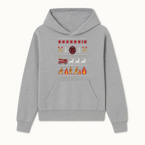 Firefighter Christmas Decor - Fire Department Theme with Fire Truck, Reindeer, Firemen, and Holiday Patterns for Festive Home Decor - Hoodie 1757912449146.jpg