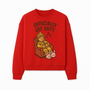 Officially Off Duty Firefighter Sleepy Design T-Shirt - Fun Relaxed Gift for Firefighters & Emergency Responders - Sweatshirt 1757912449235.jpg