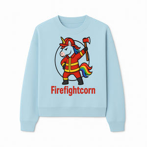 Firefightcorn Unicorn Hero T-Shirt | Cute Firefighter Graphic Tee | Rainbow Mane Casual Wear for Kids & Adults - Sweatshirt 1757912449269.jpg