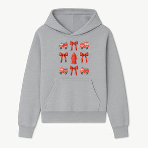 Fire Truck and Hydrant Pattern with Red Bows for Kids' Decor, Nursery Bedding, Gift Wrap, and Party Supplies. - Hoodie 1757912449287.jpg