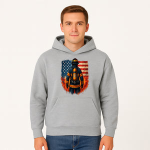Patriotic Firefighter Artwork - American Flag Fireman Graphic Tee - Heroes Among Us T-Shirt for Firefighter Appreciation - Hoodie 1757912449355.jpg