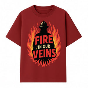 Firefighter Fire in Our Veins Graphic Tee | Flame Design | Bold Typography | Perfect Gift for Firefighters and Supporters - T-shirt 1757912449401.jpg